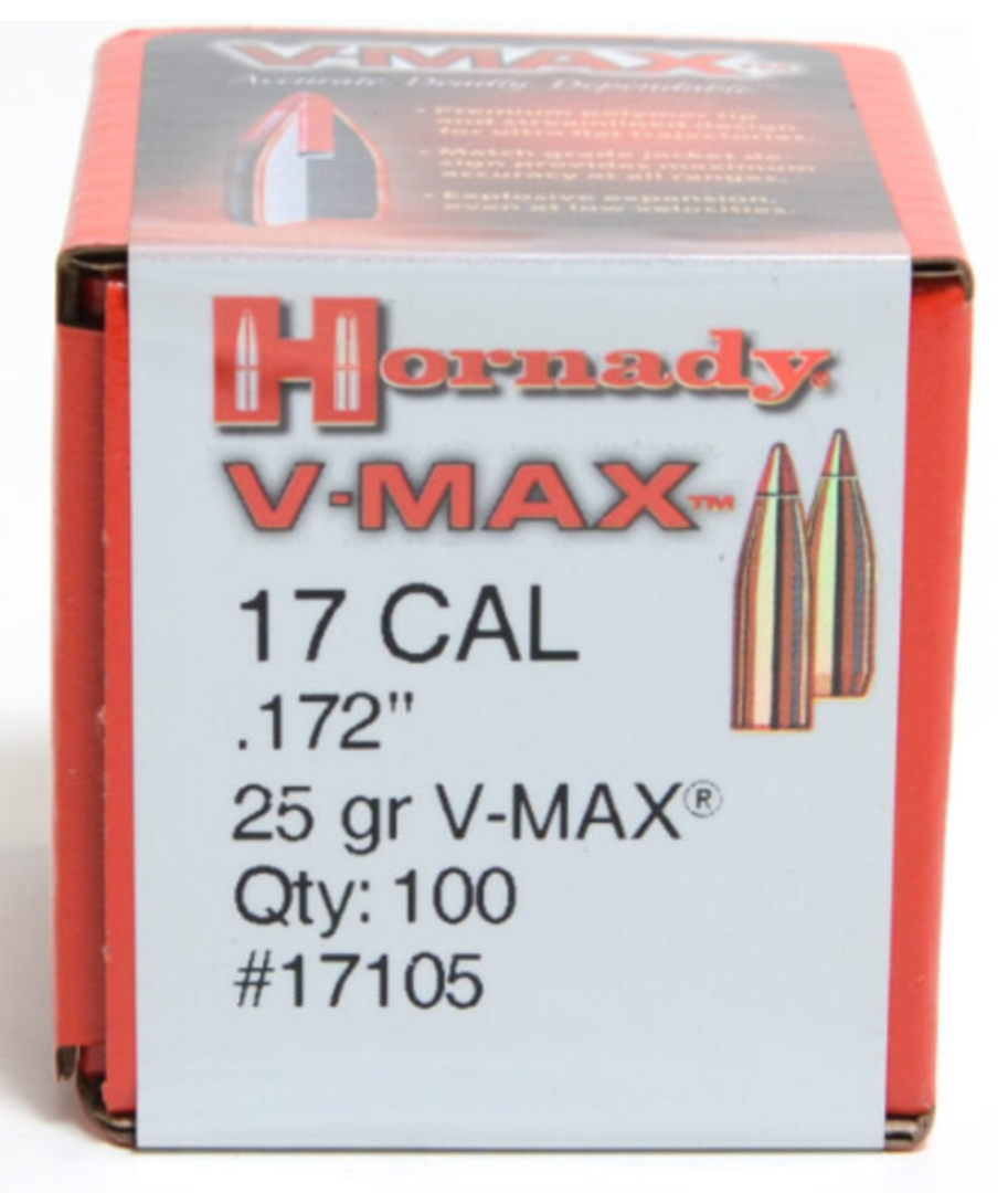 Hornady VMax Varmint 17cal 25gr 17105 Box of 100 image 1